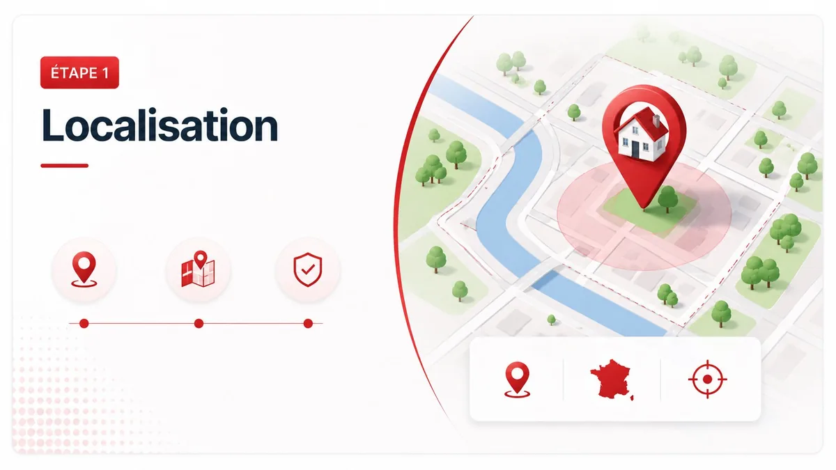 Étape 1 — Localisation : adresse validée et géolocalisée via la Base Adresse Nationale